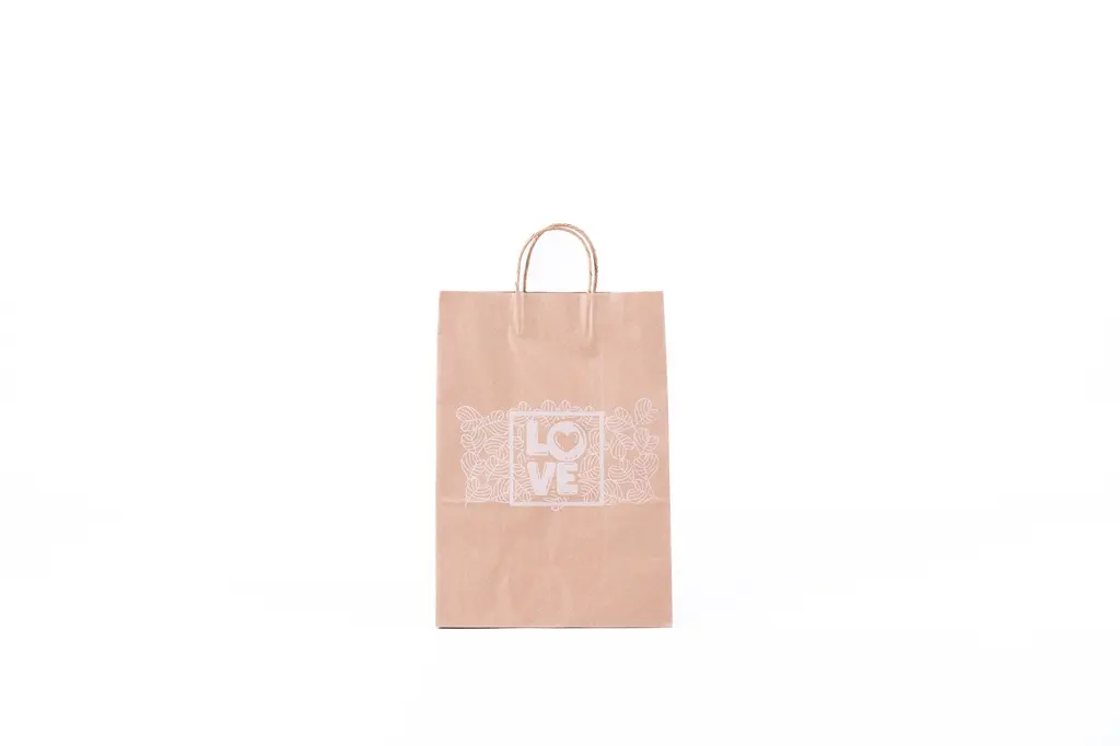 BOLSA 28X40X15 LOVE N°2 C- MANIJA TORNEADA MARRÓN