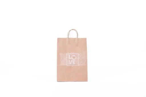 BOLSA 28X40X15 LOVE N°2 C- MANIJA TORNEADA MARRÓN